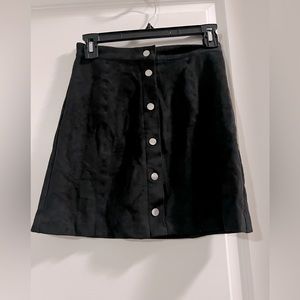 Black suede mini skirt with buttons, size 2, HM